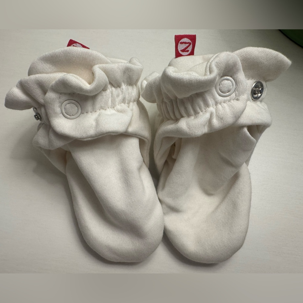 Zutano Organic Cotton Cream Baby Booties